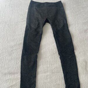 Fabletics Black/Grey Ribbed Leggings, Size S